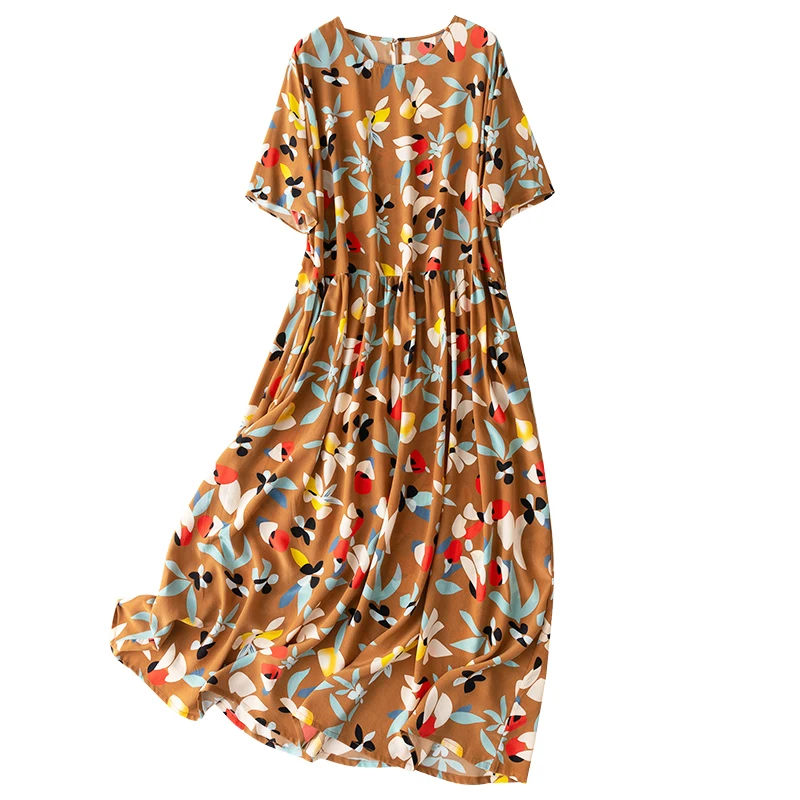 SHUCHAN Vintage Pritn Dress 100% Natural Silk Mid-Calf A-LINE Summer Vestiti Donna Estate In Seta Pullover Short Sleeve Loose
SHUCHAN Vintage Pritn Dress 100% Natural Silk Mid-Calf A-LINE Summer Vestiti Donna Estate In Seta Pullover Short Sleeve Loose