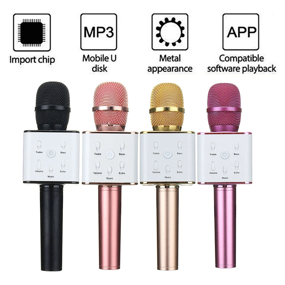 Новый микрофон для караоке Q9 беспроводной Bluetooth-микрофон динамик ручной USB-плеер