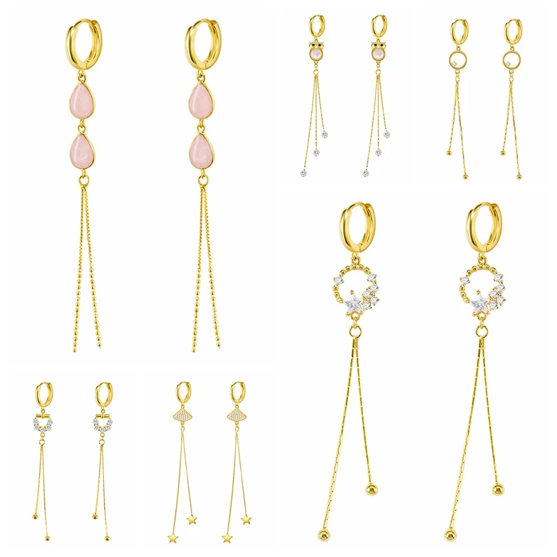 925 Sterling Silver Tassel Chain Pendant Star/Sector Hoop Earrings for Women Wedding Temperament Jewelry Friendship Gift A45
925 Sterling Silver Tassel Chain Pendant Star/Sector Hoop Earrings for Women Wedding Temperament Jewelry Friendship Gift A45
