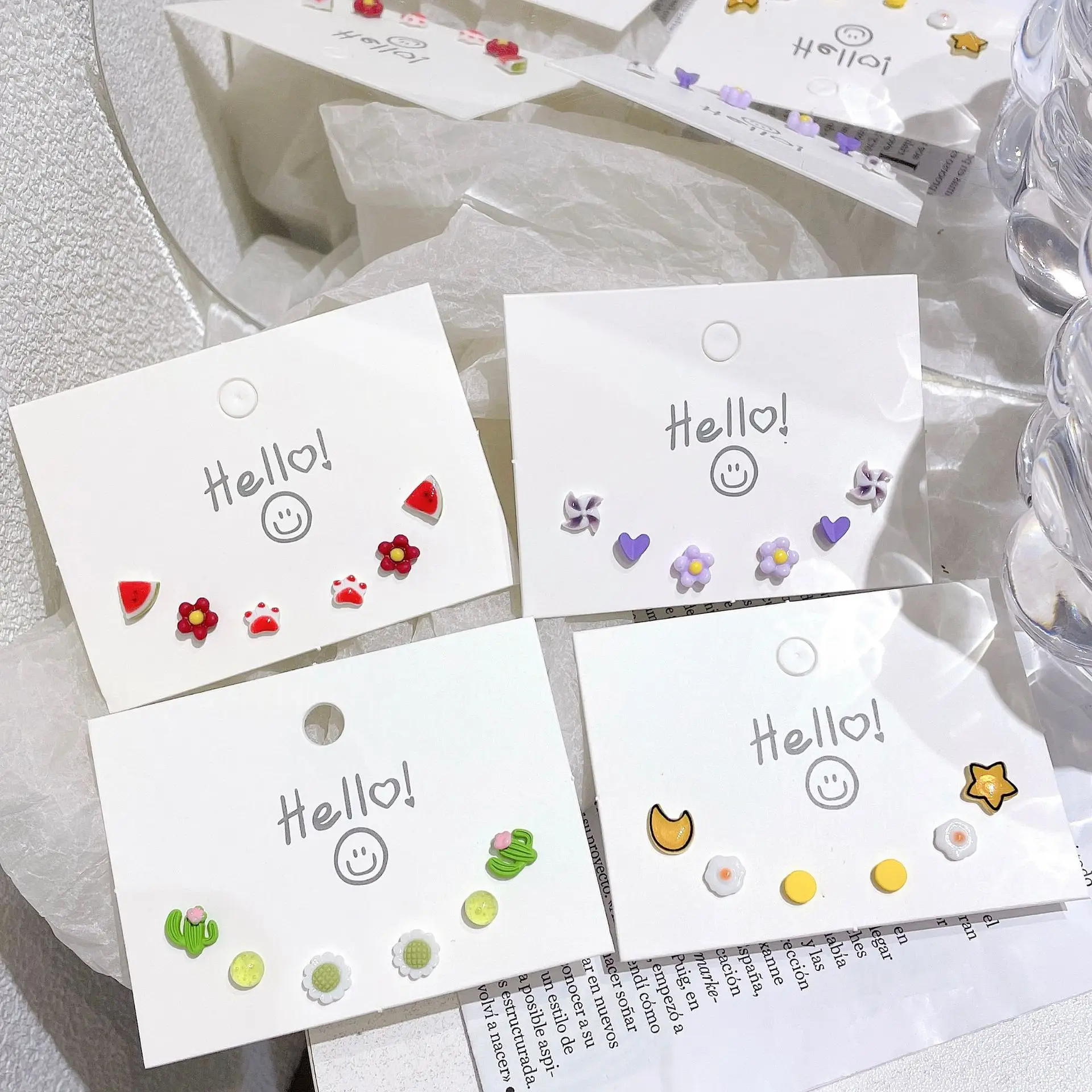 New cute little color paint ceramic cartoon set girl earrings silver needles versatile INS personality trend earrings
New cute little color paint ceramic cartoon set girl earrings silver needles versatile INS personality trend earrings