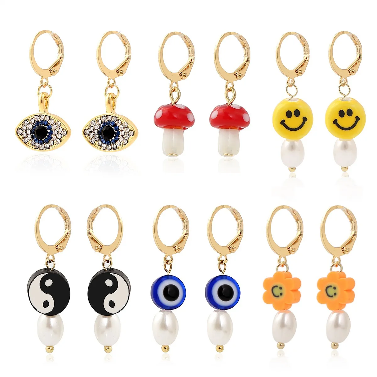 2021 creative jewelry with black eyes soft pottery earrings flower smiley glass mushroom pearl earrings for female wholesale
2021 creative jewelry with black eyes soft pottery earrings flower smiley glass mushroom pearl earrings for female wholesale