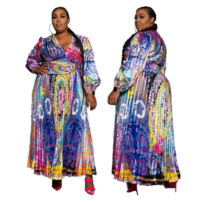 XL-5XL African Dresses For Women Africa Clothes Flower Print Dashiki Ladies Clothing Ankara Plus Size Female Long Maxi Dress |