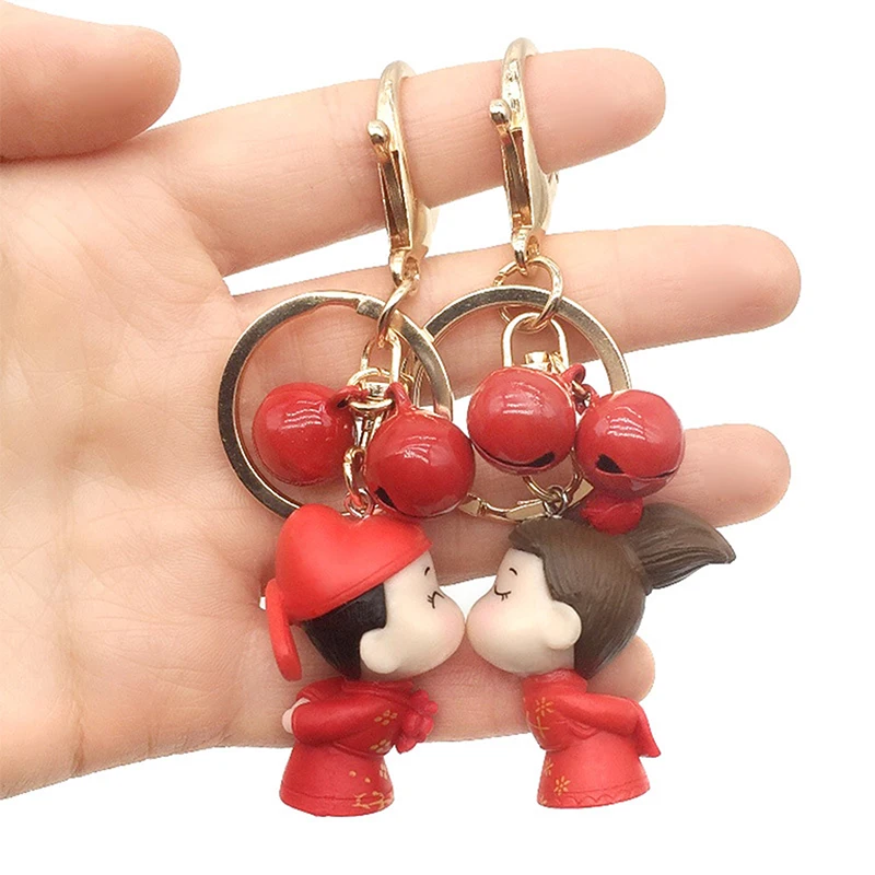 Bride and Groom Metal High-end Creatively Cute Red Keychain with Bells Car Key Ring Pendant Accessories
Bride and Groom Metal High-end Creatively Cute Red Keychain with Bells Car Key Ring Pendant Accessories