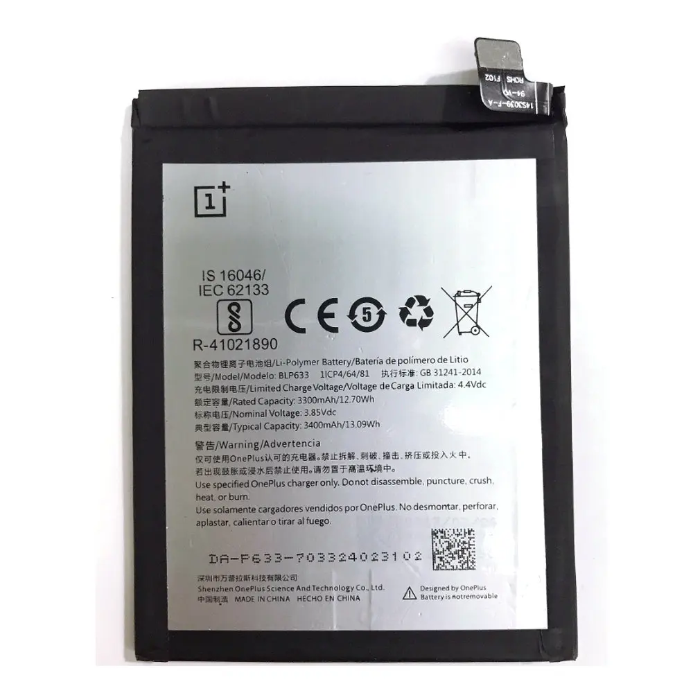 Original Replacement Battery 3400mah BLP633 battery for 1+ 3T one plus 3T BLP633 A3010 blp633 batteries
Original Replacement Battery 3400mah BLP633 battery for 1+ 3T one plus 3T BLP633 A3010 blp633 batteries