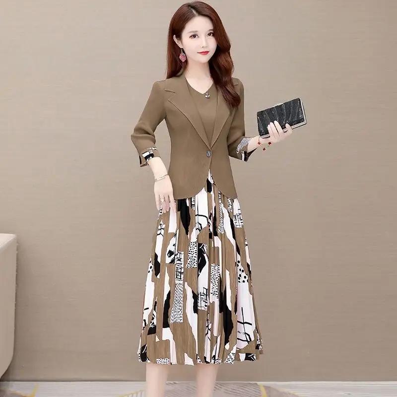 And Sleeveless Spliced Print Pleated Dress Suits Spring Autumn Office Lady Two Piece Sets Women Outfit Fashion 3/4 Sleeve
And Sleeveless Spliced Print Pleated Dress Suits Spring Autumn Office Lady Two Piece Sets Women Outfit Fashion 3/4 Sleeve