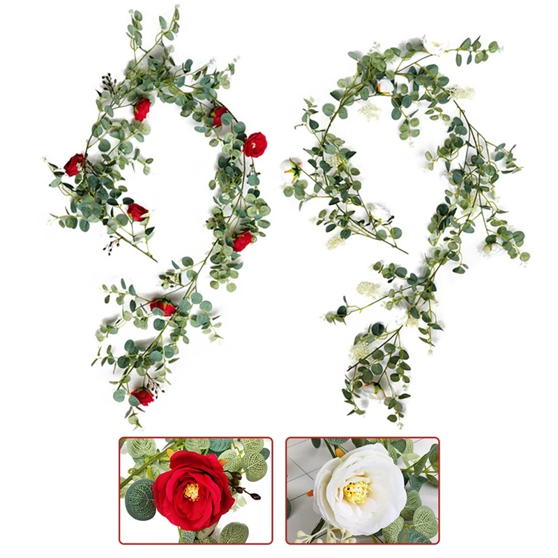 Artificial Eucalyptus Garland with Little Camellia Faux Vines Ivy for Wedding Backdrop Arch Wall Decor
Artificial Eucalyptus Garland with Little Camellia Faux Vines Ivy for Wedding Backdrop Arch Wall Decor