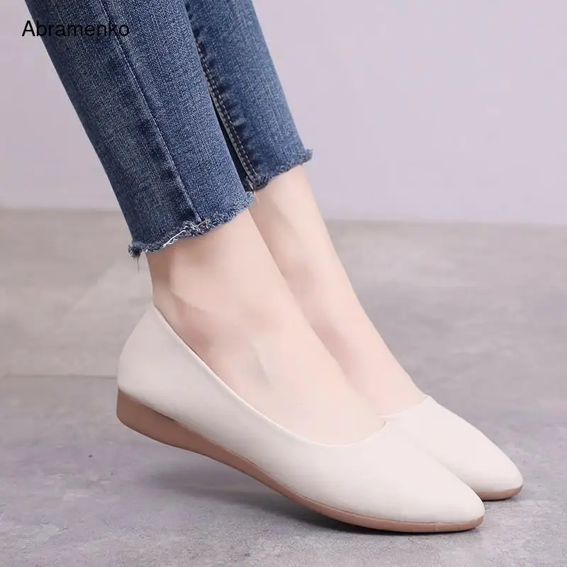 Women Flats PU Leather Casual Solid Pointed Toe Slip-On Flat Shoes Soft Comfortable Women Shoes Beige Ballet Flats Size 35-40
Women Flats PU Leather Casual Solid Pointed Toe Slip-On Flat Shoes Soft Comfortable Women Shoes Beige Ballet Flats Size 35-40