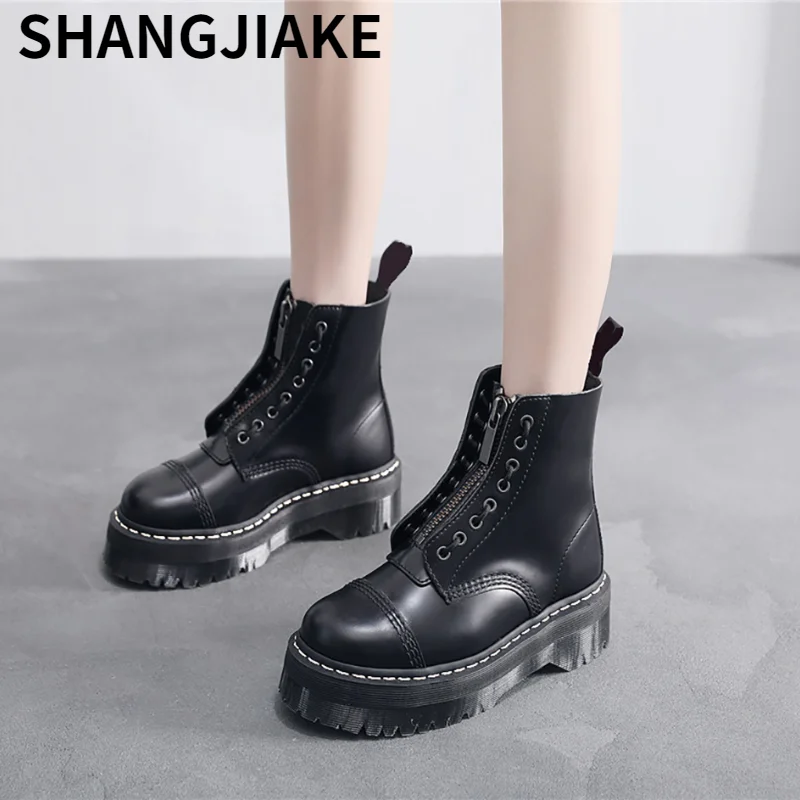 2021 Fashion Women Platform Boots Chunky Motorcycle Ankle Booties Female Leather Zipper Round Toe Boots Ladies Shoes Botas Mujer 
2021 Fashion Women Platform Boots Chunky Motorcycle Ankle Booties Female Leather Zipper Round Toe Boots Ladies Shoes Botas Mujer