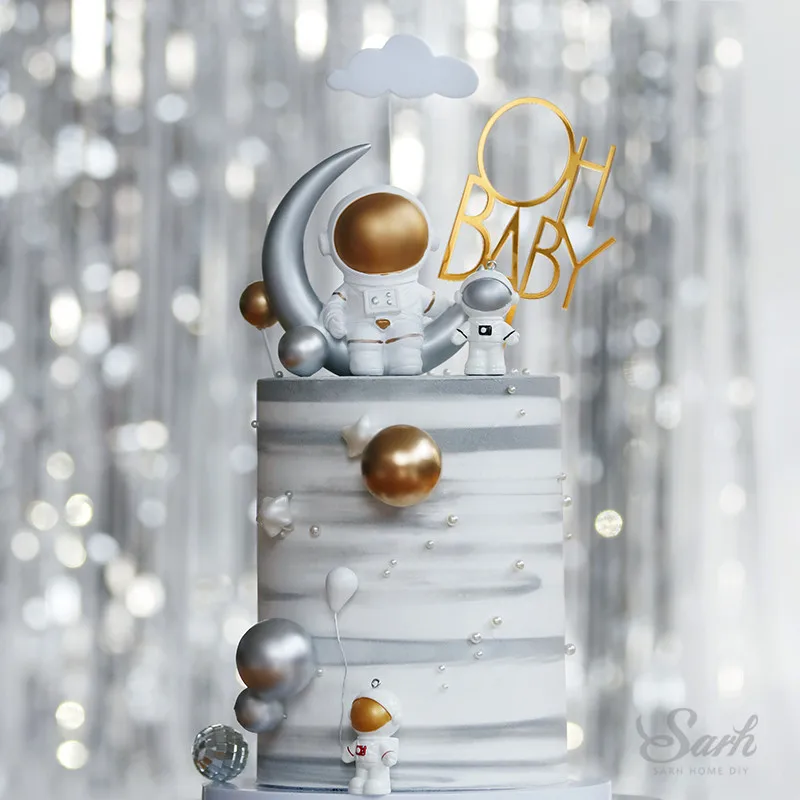 Gold White Cloud Star Moon Spaceship Astronaut Baking Happy Birthday Cake Topper Baby Shower Boy Girl Love Gift
Gold White Cloud Star Moon Spaceship Astronaut Baking Happy Birthday Cake Topper Baby Shower Boy Girl Love Gift