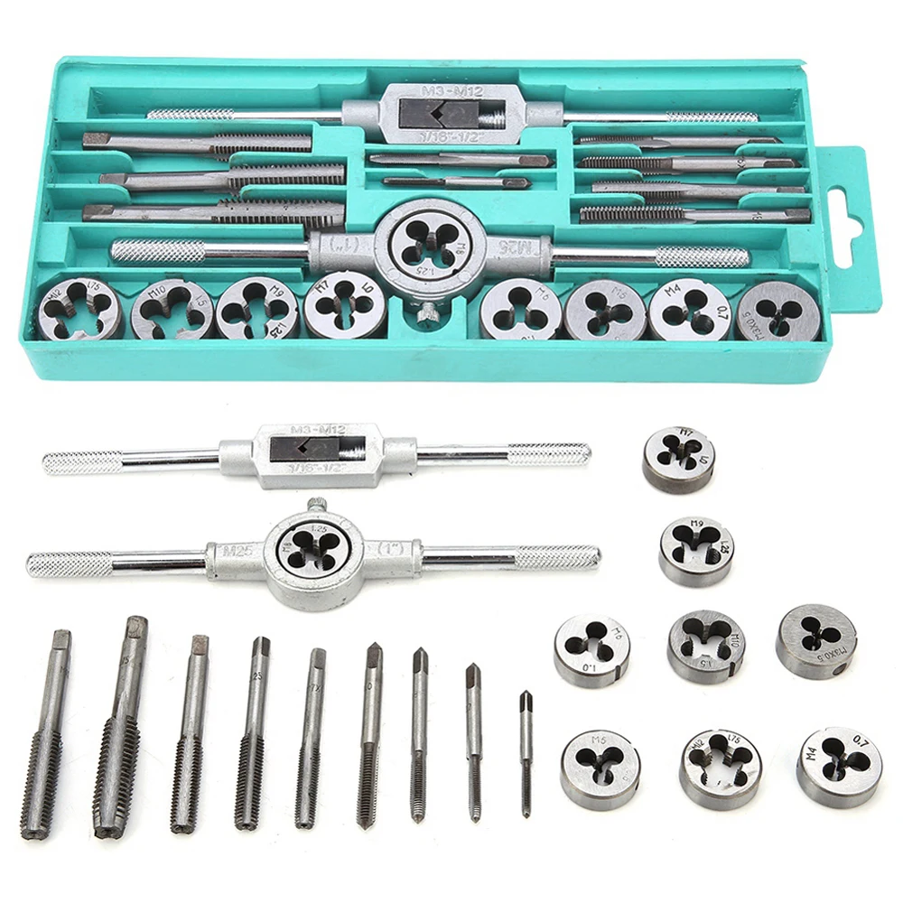 20 PCS Metric Tap Dies Set M3-M12 Alloy Steel Screw Thread Wrench Cutters Tool Kit Screw Taps Hand Tools with Storage Case
20 PCS Metric Tap Dies Set M3-M12 Alloy Steel Screw Thread Wrench Cutters Tool Kit Screw Taps Hand Tools with Storage Case