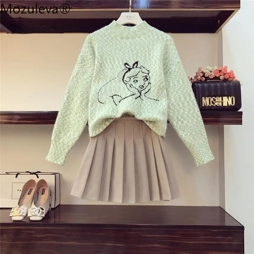Фото Mozuleva Женский Повседневный осенне-зимний свитер + юбка наряд горячая Распродажа