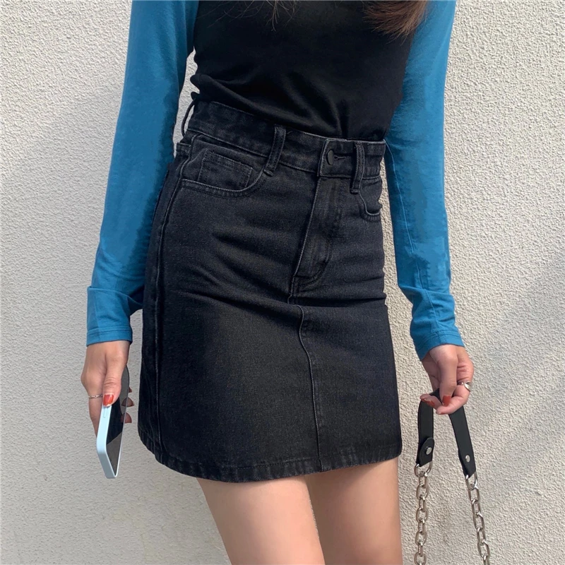 Denim skirt women summer new high waist slim A-type short skirt slimming half skirt female autumn black skirt
Denim skirt women summer new high waist slim A-type short skirt slimming half skirt female autumn black skirt