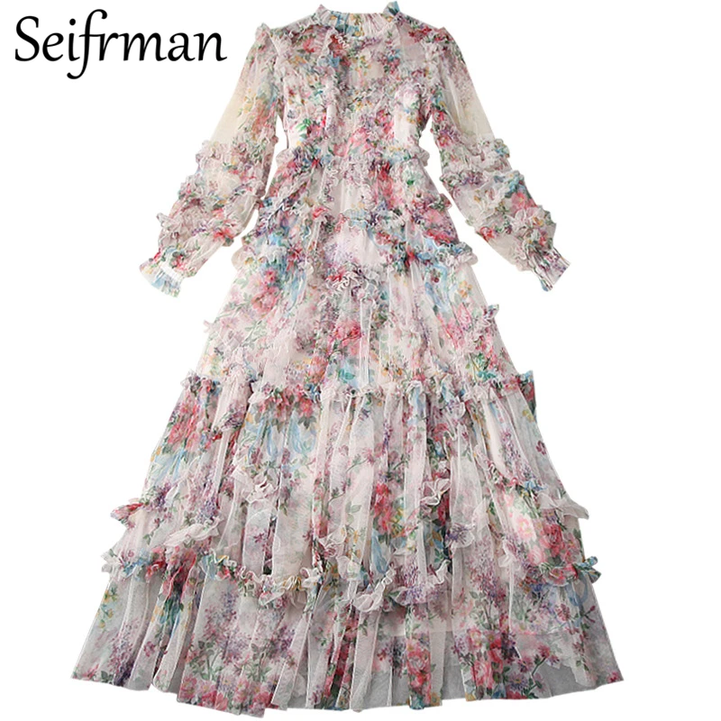 Seifrmann New 2021 Summer Women Fashion DesignerParty Long Dress Lantern Sleeve Ruffles Mesh Printed Beach Holiday Maxi Dresses 
Seifrmann New 2021 Summer Women Fashion DesignerParty Long Dress Lantern Sleeve Ruffles Mesh Printed Beach Holiday Maxi Dresses
