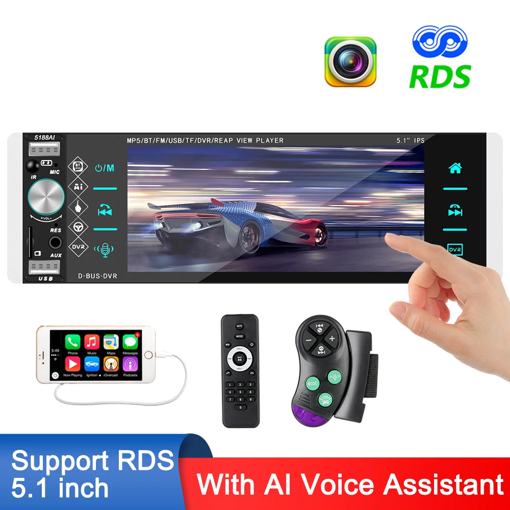 Smart AI Voice Assistant 1 Din MP3 MP5 Player Bluetooth 4.2 5.1 Inche Touch Screen IPS Car Radio Stereo Receiver RDS AM FM
Smart AI Voice Assistant 1 Din MP3 MP5 Player Bluetooth 4.2 5.1 Inche Touch Screen IPS Car Radio Stereo Receiver RDS AM FM