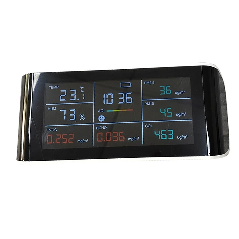 Formaldehyde Carbon Dioxide Detector Dust Volatile PM2.5 PM10 Air Quality Detector
Formaldehyde Carbon Dioxide Detector Dust Volatile PM2.5 PM10 Air Quality Detector