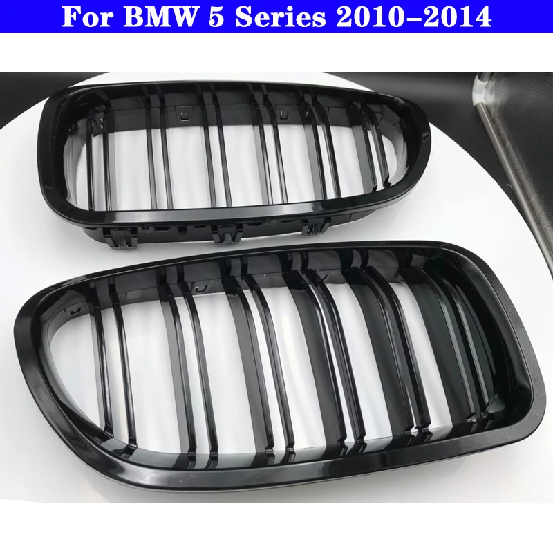 

Запасная часть решетки 1 пара черный глянец передней почек гриль двойная линия решетка для BMW F18 F10 F11 5 серия 2010-2014