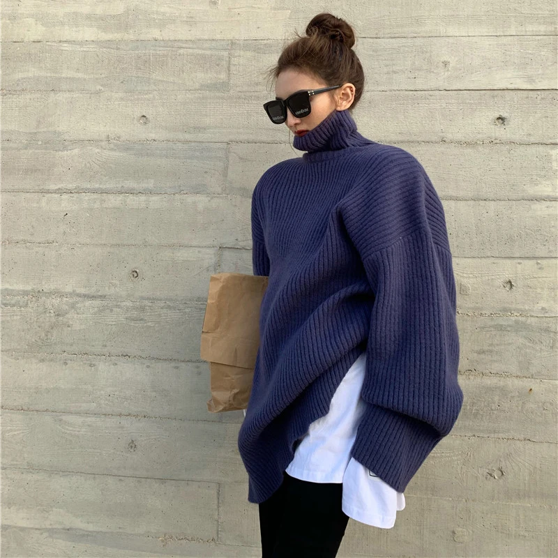 Turtleneck Sweater Pullovers Women Autumn Winter Loose Long Sleeve Casual Fashion Streetwear Jumper Female Korean Wild Knit Tops
Turtleneck Sweater Pullovers Women Autumn Winter Loose Long Sleeve Casual Fashion Streetwear Jumper Female Korean Wild Knit Tops