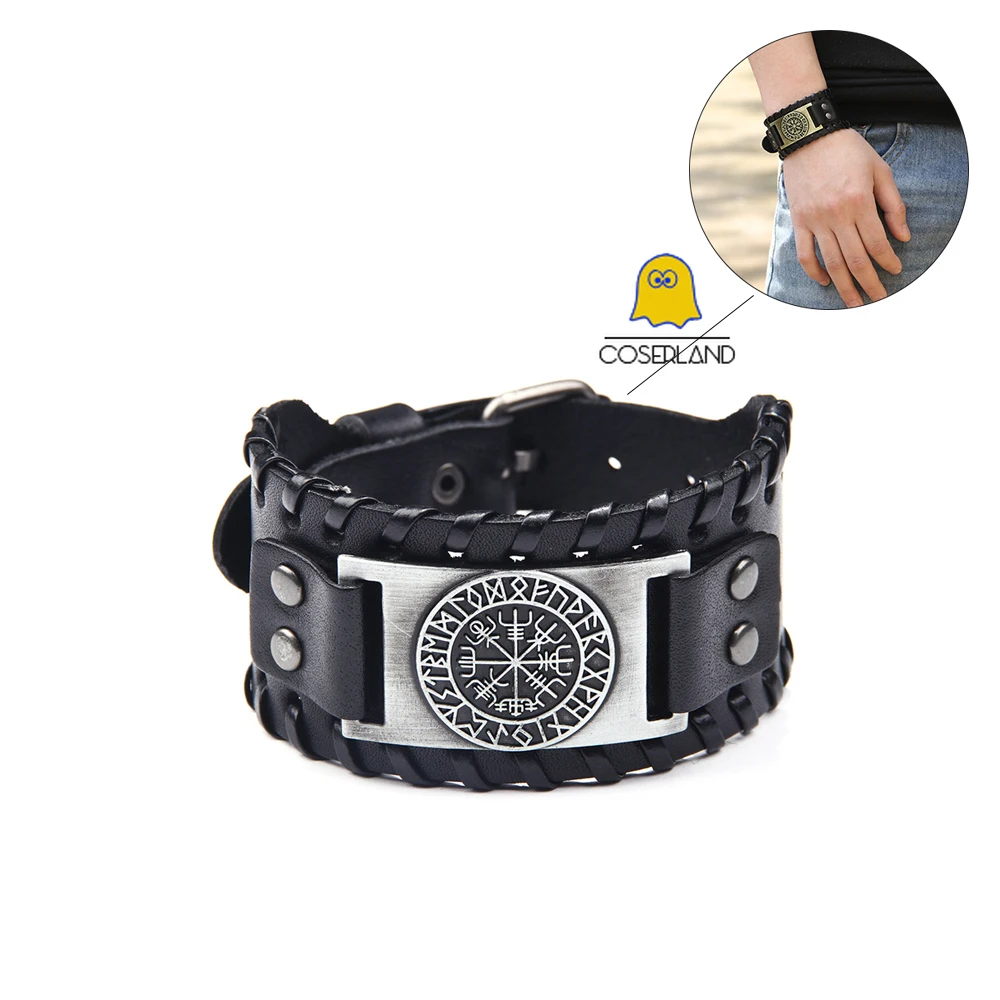 Viking Compass Leather Bracelet Men's Stylish Viking Symbols Wrap Bracelet Rock Punk Male Wrist Jewelry Length Adjustable
Viking Compass Leather Bracelet Men's Stylish Viking Symbols Wrap Bracelet Rock Punk Male Wrist Jewelry Length Adjustable