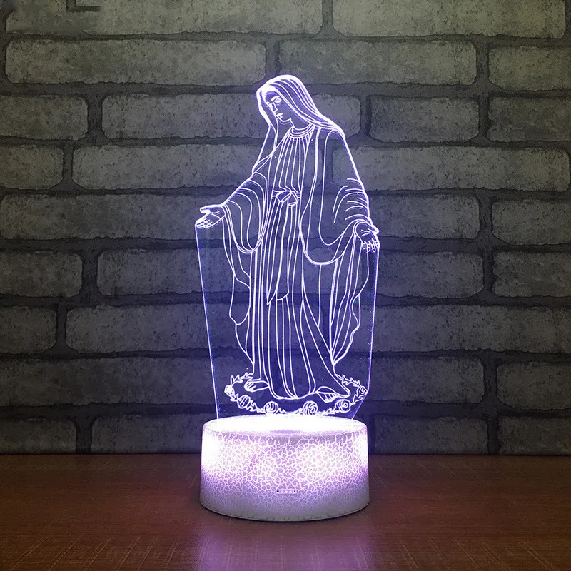 3D LED Night Light Blessed Virgin Mary Shape 7 Color Changing Acrylic Desk Table Lamp Home Decorative Sleep Light Christmas Gift 
3D LED Night Light Blessed Virgin Mary Shape 7 Color Changing Acrylic Desk Table Lamp Home Decorative Sleep Light Christmas Gift