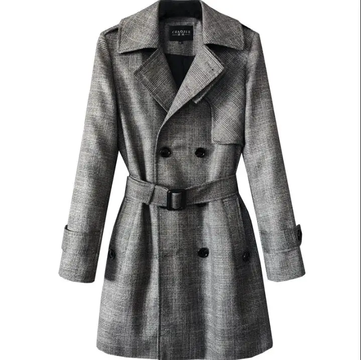 Mens trench coats man Double breasted long coat men clothes Plaid mid-length grey spring autumn slim fit overcoat long sleeve
Mens trench coats man Double breasted long coat men clothes Plaid mid-length grey spring autumn slim fit overcoat long sleeve