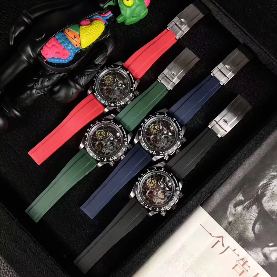Classic New Silver Black Blue Rubber Skeleton Automatic Mechanical Stainless Steel Men Watches Sapphire Ceramic Bezel Watch
Classic New Silver Black Blue Rubber Skeleton Automatic Mechanical Stainless Steel Men Watches Sapphire Ceramic Bezel Watch