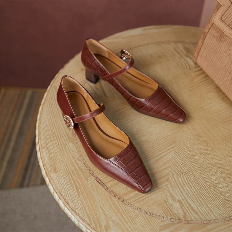 Meotina Genuine Leather Mid Heel Pumps Women Square Toe Mary Janes Shoes Flower Chunky Heels Shoes Ladies Dress Footwear Black
Meotina Genuine Leather Mid Heel Pumps Women Square Toe Mary Janes Shoes Flower Chunky Heels Shoes Ladies Dress Footwear Black