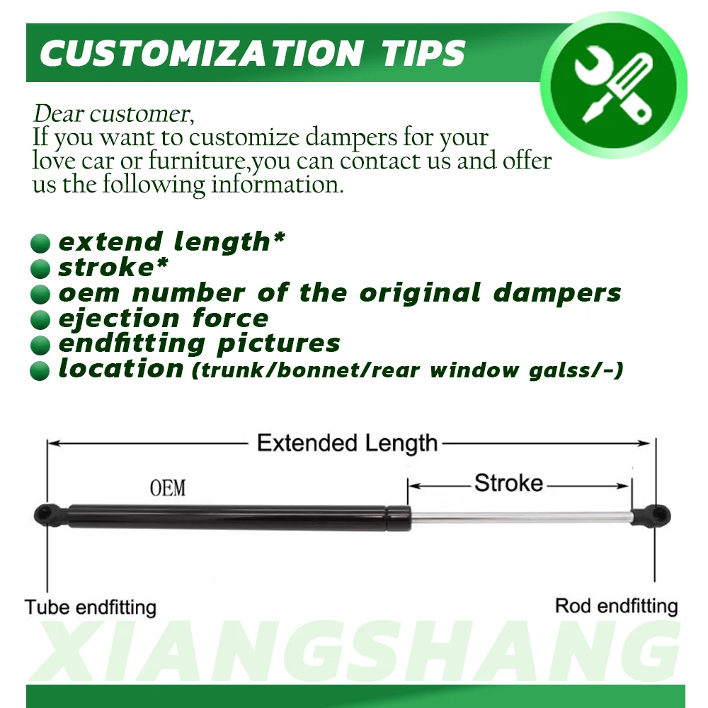 2pcs Customize Extended Length 210MM Stroke 60MM Force 550N Per Strut Gas Struts Lift Support Damper
2pcs Customize Extended Length 210MM Stroke 60MM Force 550N Per Strut Gas Struts Lift Support Damper