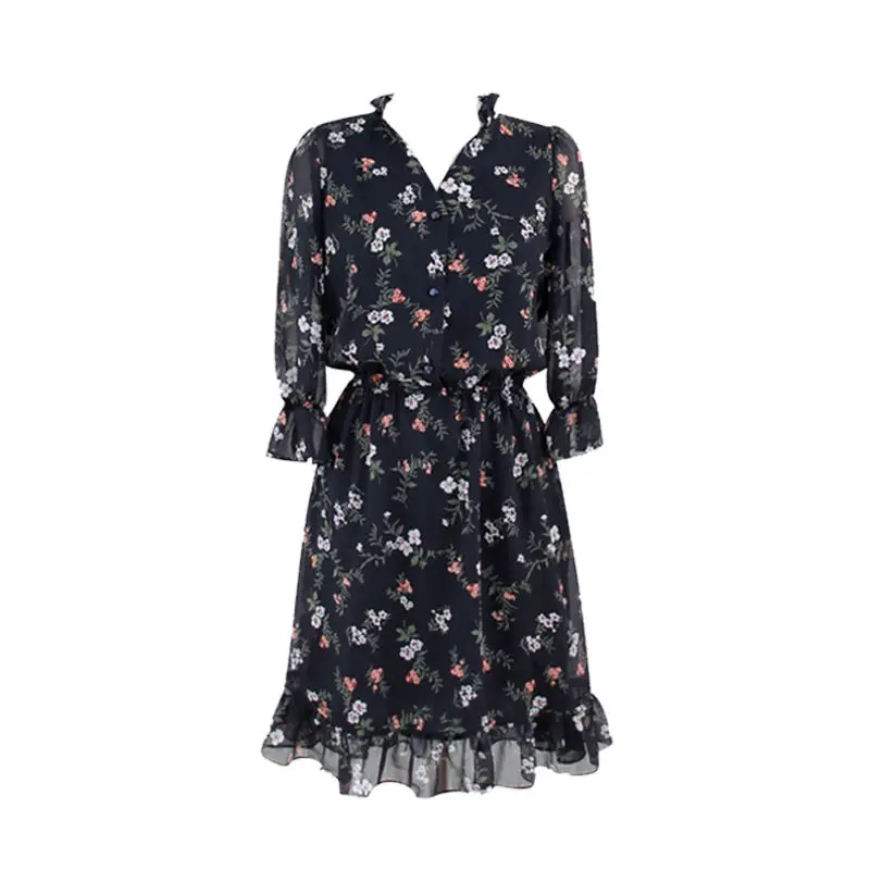 Chiffon Dress Women Spring and Summer New Temperament V-neck Short-Sleeve Dress
Chiffon Dress Women Spring and Summer New Temperament V-neck Short-Sleeve Dress