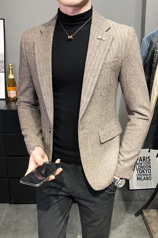 Men 2021 Spring Blazers Woolen Jackets Casual Slim Fit Suit Jacket Streetwear Social Dress Coats Wedding Business Clothing
Men 2021 Spring Blazers Woolen Jackets Casual Slim Fit Suit Jacket Streetwear Social Dress Coats Wedding Business Clothing
