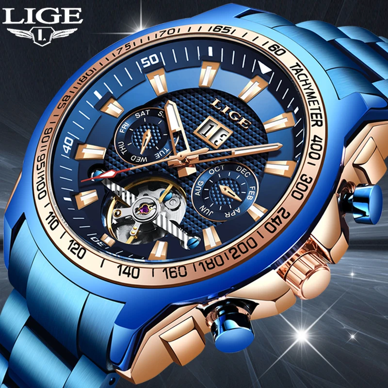 LIGE New Luxury Fashion Brand Mechanical Watch Man Automatic Tourbillon Gold Watches Casual Waterproof Clock Masculino Relogio
LIGE New Luxury Fashion Brand Mechanical Watch Man Automatic Tourbillon Gold Watches Casual Waterproof Clock Masculino Relogio