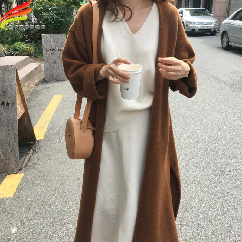 Женский длинный вязаный кардиган с поясом, свободный свитер в уличном стиле с V-образным вырезом, кардиганы для женщин, Осень-зима 2020
Женский длинный вязаный кардиган с поясом, свободный свитер в уличном стиле с V-образным вырезом, кардиганы для женщин, Осень-зима 2020