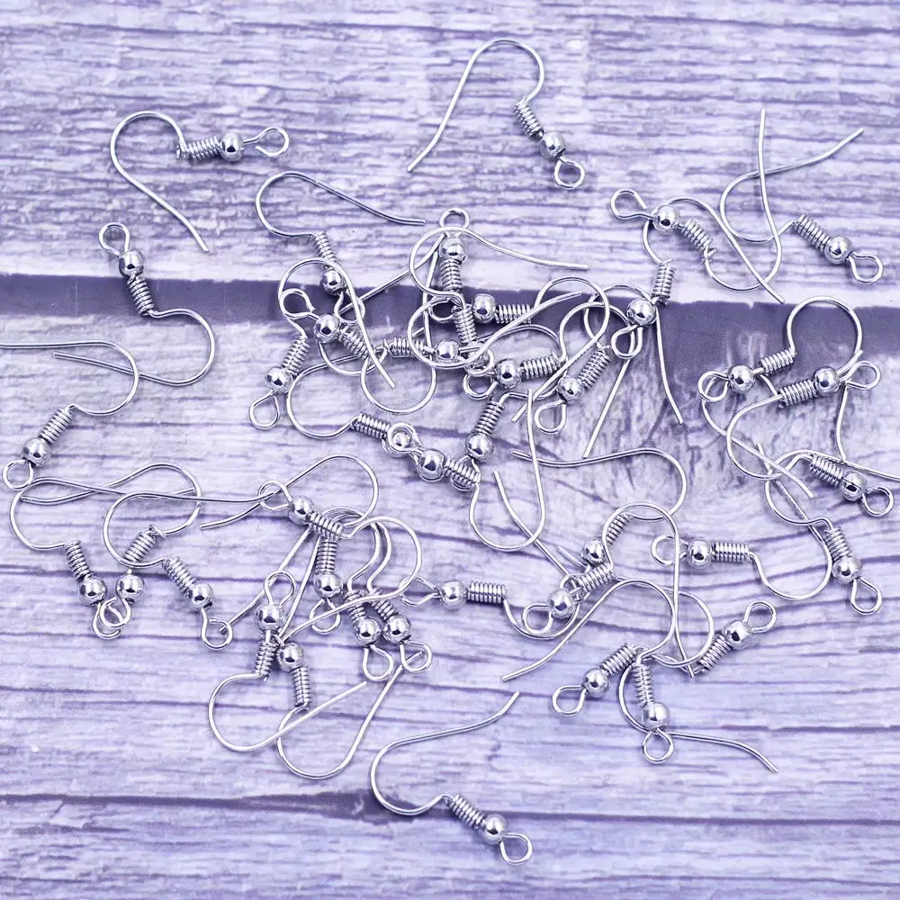 100Pcs Earrings Wire Hooks Ear Clasps With Spring Ball Dull Silver Tone For Jewelry DIY Making Finding 18x19mm
100Pcs Earrings Wire Hooks Ear Clasps With Spring Ball Dull Silver Tone For Jewelry DIY Making Finding 18x19mm