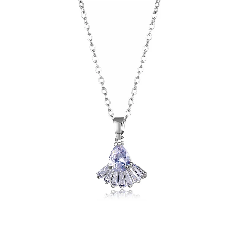 2021 style European and American personality zircon women's fan-shaped pendant necklace Fashion trend clavicle chain wholesale 
2021 style European and American personality zircon women's fan-shaped pendant necklace Fashion trend clavicle chain wholesale