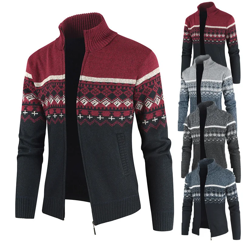 Men's Sweater Knitted Coat Stand Collar Color Block Knitted Cardigan Casual Sweater Jumper Mens Thermal Sweater Knitwear
Men's Sweater Knitted Coat Stand Collar Color Block Knitted Cardigan Casual Sweater Jumper Mens Thermal Sweater Knitwear