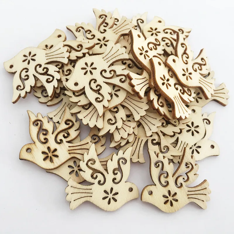 

20PCS Wood Birds Unfinished Wooden Birds Cutout Shapes Embellishment Wood Craft Slices for DIY Scrapbooking Card Making Props