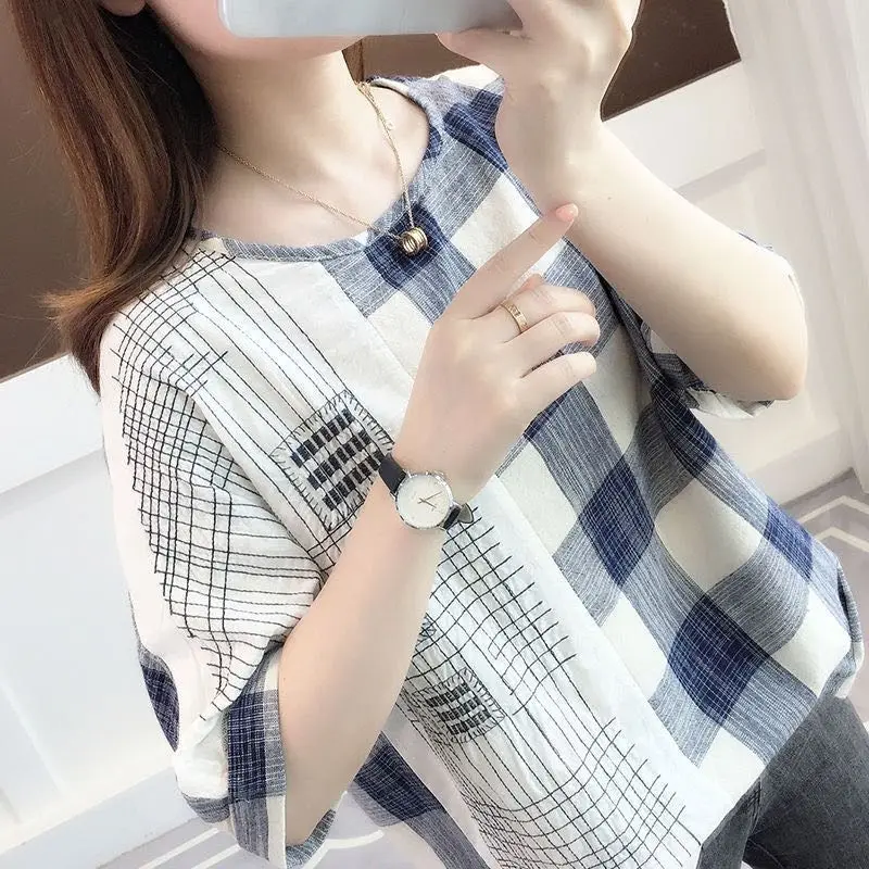 Large Size Dress T-shirt Female Artistic Plaid Printing Summer Half Sleeve Striped Loose 2020 New Style Short Sleeve
Large Size Dress T-shirt Female Artistic Plaid Printing Summer Half Sleeve Striped Loose 2020 New Style Short Sleeve