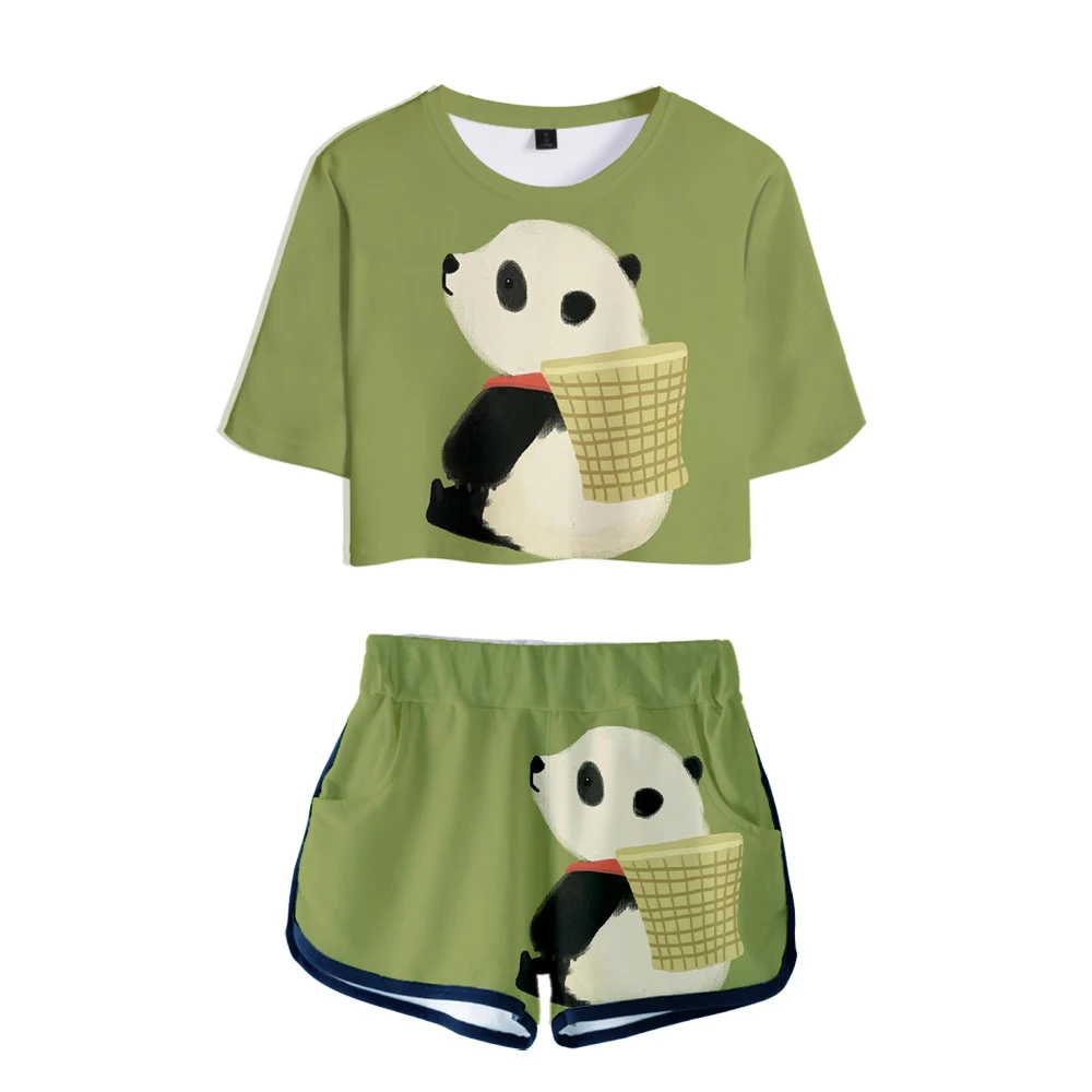 Kawaii Panda Crop Tops Shorts 3D Print Two Piece Set Fashion Summer Short Sleeve Crop Top+Shorts Girls Casual Sexy suit T shirt
Kawaii Panda Crop Tops Shorts 3D Print Two Piece Set Fashion Summer Short Sleeve Crop Top+Shorts Girls Casual Sexy suit T shirt