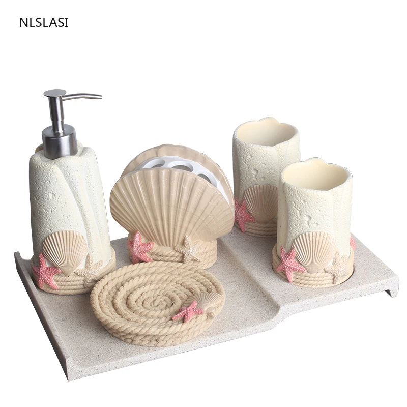 Creative Beach Series Resin Bathroom Accessories Set Soap Dispenser Toothbrush Holder Soap Dish Gargle Cup Bathroom Shower Kit
Creative Beach Series Resin Bathroom Accessories Set Soap Dispenser Toothbrush Holder Soap Dish Gargle Cup Bathroom Shower Kit