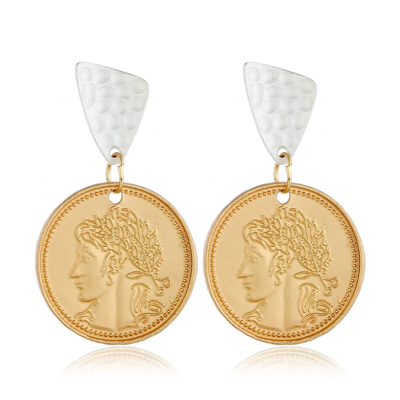 New Fashion Exaggerated Retro European and American Ear Stud Ya Jin Baroque Pearl Head Portrait Coin Earrings for Women
New Fashion Exaggerated Retro European and American Ear Stud Ya Jin Baroque Pearl Head Portrait Coin Earrings for Women
