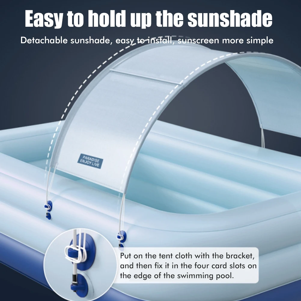 Inflatable Pool with Sun Shelter PVC Inflatable Lounge Pool for Garden Backyard Outdoor Summer Water Party
Inflatable Pool with Sun Shelter PVC Inflatable Lounge Pool for Garden Backyard Outdoor Summer Water Party