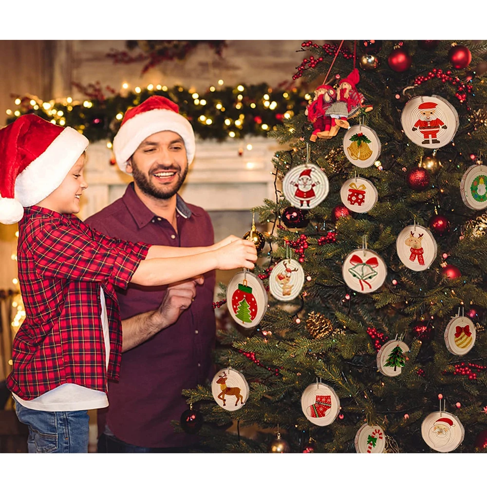 Tofok Round DIY Handmade Custom Polished Annual Rings Pine Wood Chip Creative Christmas Tree Ornaments Home Party Decorations
Tofok Round DIY Handmade Custom Polished Annual Rings Pine Wood Chip Creative Christmas Tree Ornaments Home Party Decorations