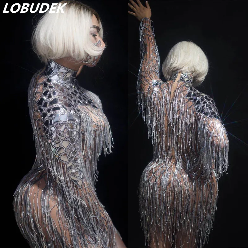 Big Stretch Mesh Transparent Mirrors Tassels Dress Singer Dancer Concert Stage Performance Costume Sexy Stage Wear Dance Outit
Big Stretch Mesh Transparent Mirrors Tassels Dress Singer Dancer Concert Stage Performance Costume Sexy Stage Wear Dance Outit