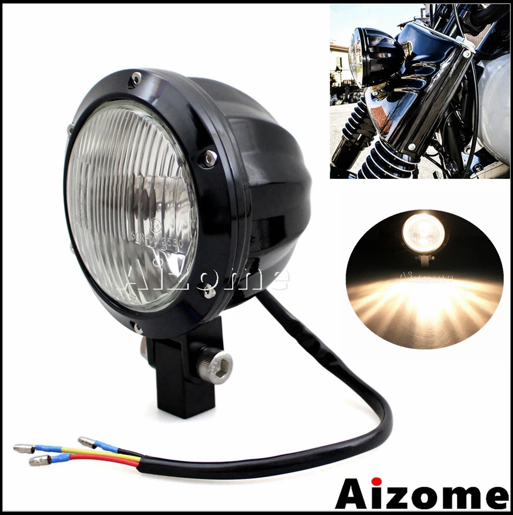 

Motorcycle Aluminum Retro Headlamp E4 H4 12V 55/60W 4" Vintage Head Lamp Light Cafe Racer Headlights For Chopper Bobber Custom