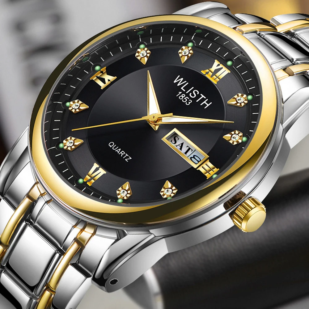 Men Watch Quartz Wristwatch WLISTH Brand Quality Stainless Steel Waterproof Luminous Pointer Diamond Dial Day Date Male Clock
Men Watch Quartz Wristwatch WLISTH Brand Quality Stainless Steel Waterproof Luminous Pointer Diamond Dial Day Date Male Clock