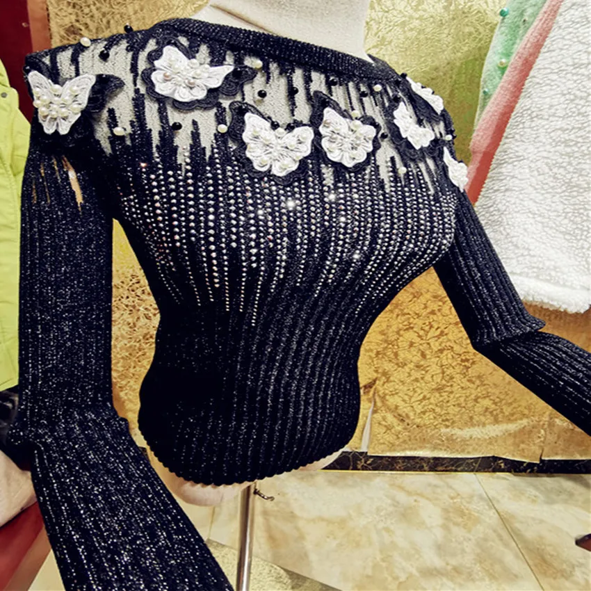 Heavy industry shiny rhinestone bright silk sweater women autumn three-dimensional butterfly top pullover beautiful
Heavy industry shiny rhinestone bright silk sweater women autumn three-dimensional butterfly top pullover beautiful
