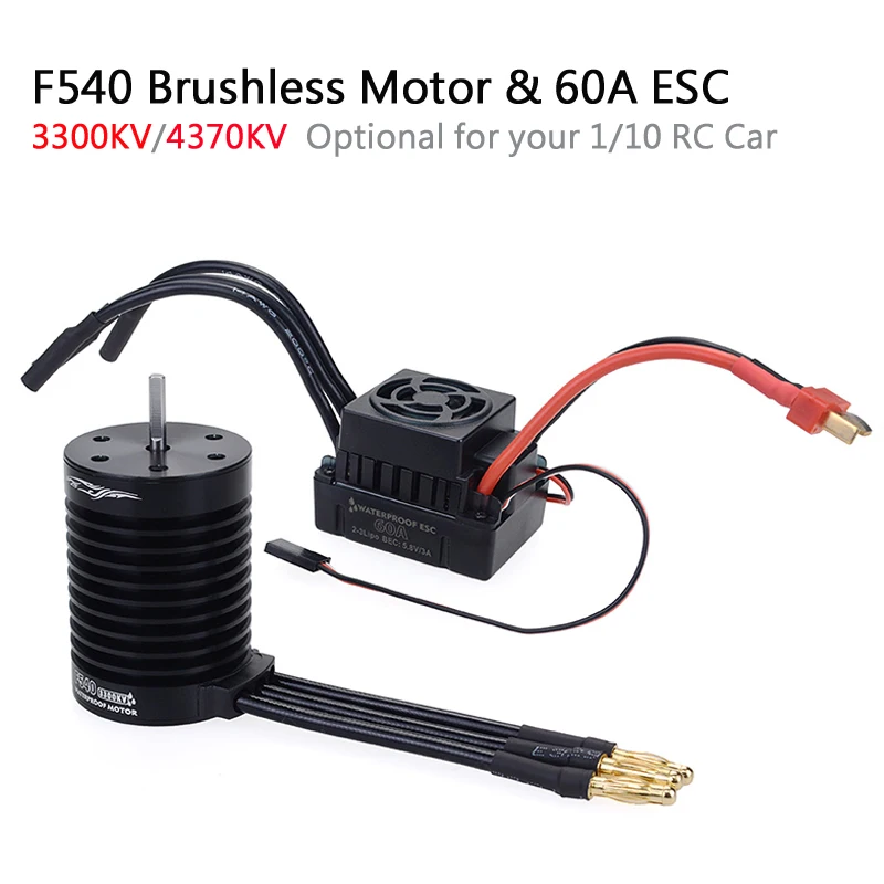Waterproof F540 3300KV 4370KV Brushless Motor w/ 60A ESC Combo set for Traxxas Axial Redcat HSP 1/10 RC Truck Monster Buggy
Waterproof F540 3300KV 4370KV Brushless Motor w/ 60A ESC Combo set for Traxxas Axial Redcat HSP 1/10 RC Truck Monster Buggy