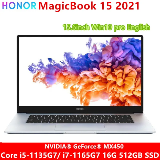 

New Laptop honor MagicBook 15 2021 Notebook With i5-1135G7/ i7-1165G7 4.7GHz Iris Xe or MX450 16GB Ram 512GB backlit metal