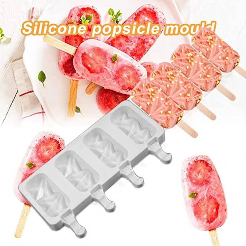 Silicone Ice Cream Molds 4 Cell Tray Food Safe Popsicle Maker DIY Homemade Freezer Ice Lolly Mould Home Ice Cream Tools
Silicone Ice Cream Molds 4 Cell Tray Food Safe Popsicle Maker DIY Homemade Freezer Ice Lolly Mould Home Ice Cream Tools