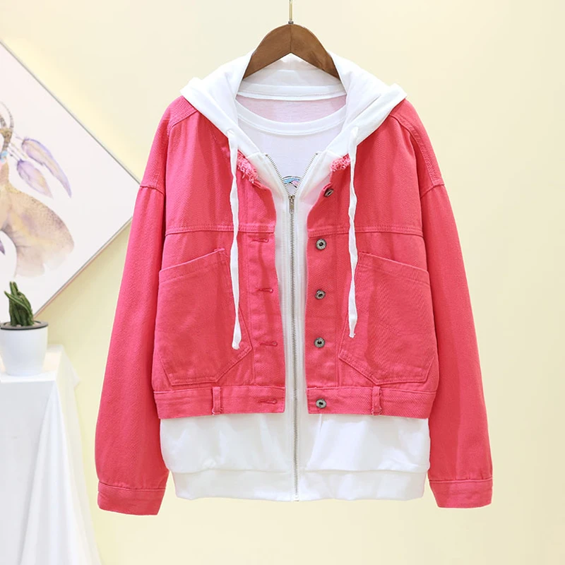 2020 Spring Autumn Denim jacket Women Hooded Patchwork Overcoat Loose Casual Jeans Jacket Female Candy Colors Student Basic Coat
2020 Spring Autumn Denim jacket Women Hooded Patchwork Overcoat Loose Casual Jeans Jacket Female Candy Colors Student Basic Coat