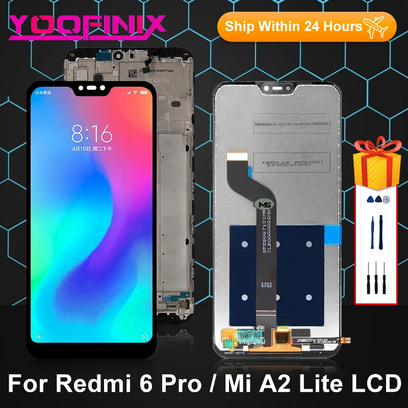 ЖК-дисплей 5,84 дюйма для Xiaomi Redmi 6 Pro M1806E7TG, сенсорный экран, дигитайзер для Xiaomi Mi A2 Lite, ЖК-дисплей M1805D1SG, запасные части
ЖК-дисплей 5,84 дюйма для Xiaomi Redmi 6 Pro M1806E7TG, сенсорный экран, дигитайзер для Xiaomi Mi A2 Lite, ЖК-дисплей M1805D1SG, запасные части